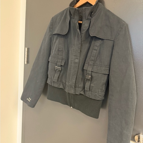 Soia & Kyo L GUC soft black Bomber Jacket with Military-Inspired Design - Picture 4 of 15